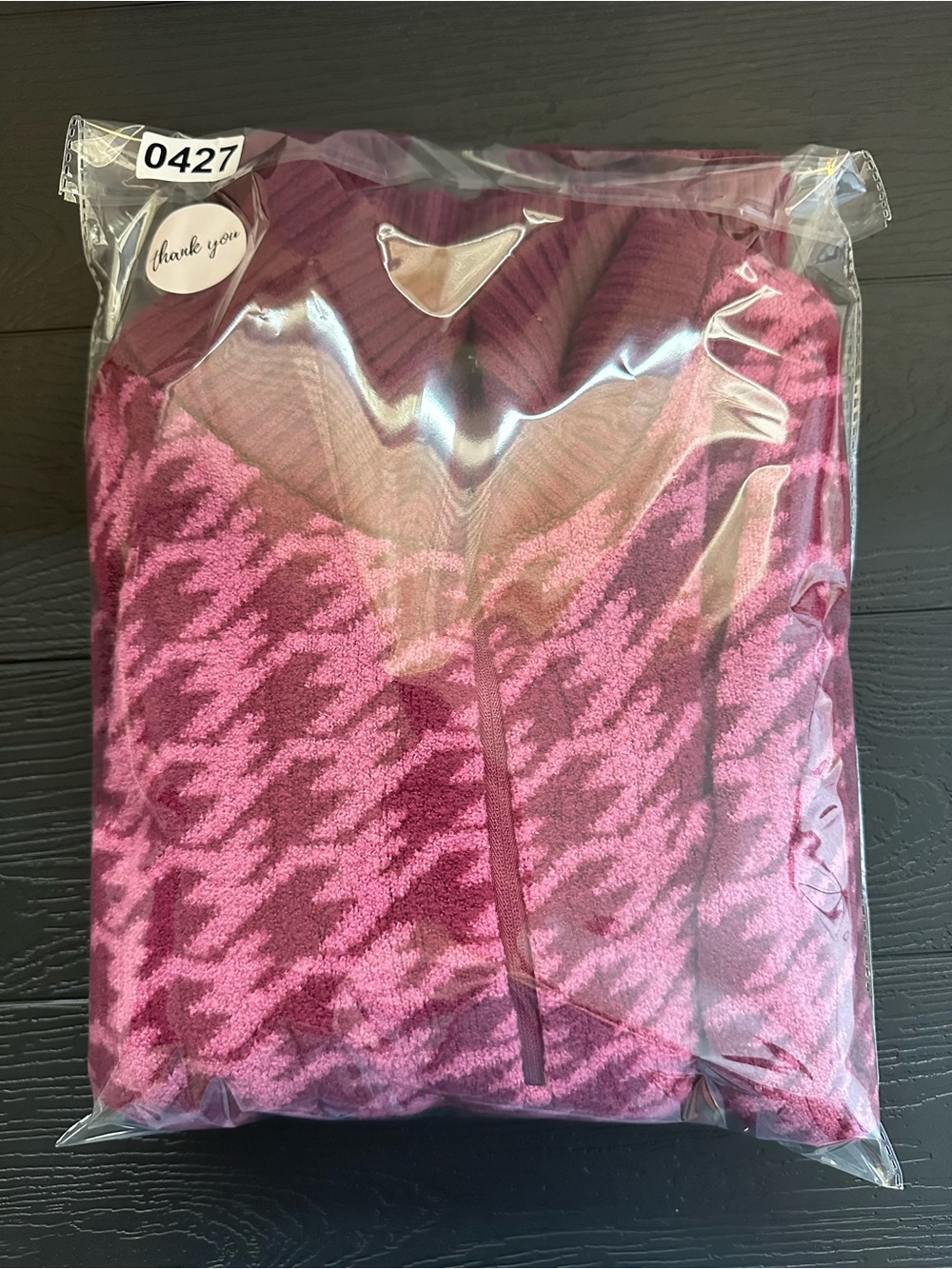 Eddie Bauer Houndstooth Sweater Quarter Zip Mock Neck XL Pink Grandma Preppy - Picture 14 of 14